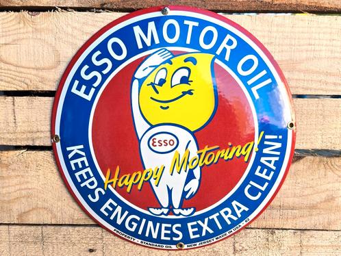 Esso motor oil keeps clean - Emaille bord, Verzamelen, Merken en Reclamevoorwerpen, Verzenden