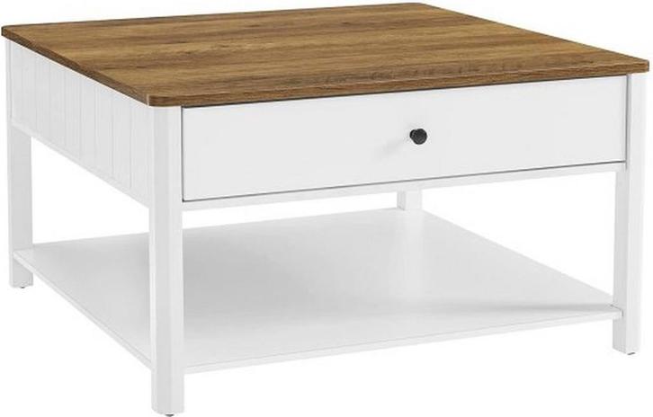 Salontafel - met 2 grote lades - 80x80x45 cm - vierkant -, Huis en Inrichting, Tafels | Salontafels, Verzenden