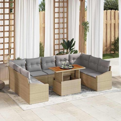 vidaXL Tuin Eettafel Set 10 pcs Beige en Grijs 100 x 55 x 73, Tuin en Terras, Tuinsets en Loungesets, Nieuw, Verzenden