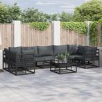 vidaXL Tuinbank Set 8 pcs Zwart Aluminium, Verzenden, Nieuw