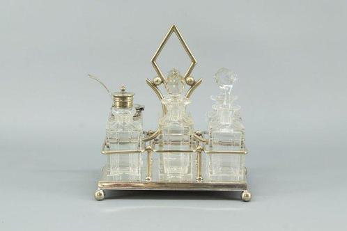 Service à thé et café (7) - Cristal - Un set de vinaigre et, Antiek en Kunst, Antiek | Glaswerk en Kristal