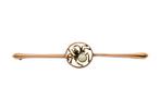 Broche - 9 kt. Roségoud, Spin bar broche met pinfire opaal -