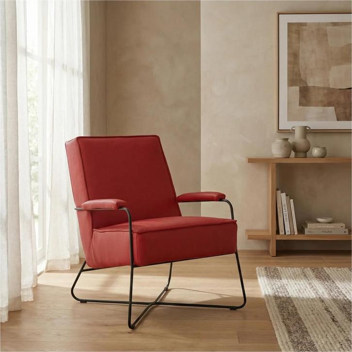 Leren fauteuil Hope - Toledo Ducati (rood), Maison & Meubles, Fauteuils, Enlèvement ou Envoi
