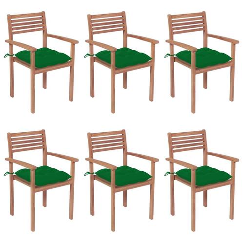 vidaXL Chaises de jardin empilables avec coussins 6 pcs, Jardin & Terrasse, Ensembles de jardin, Neuf, Envoi