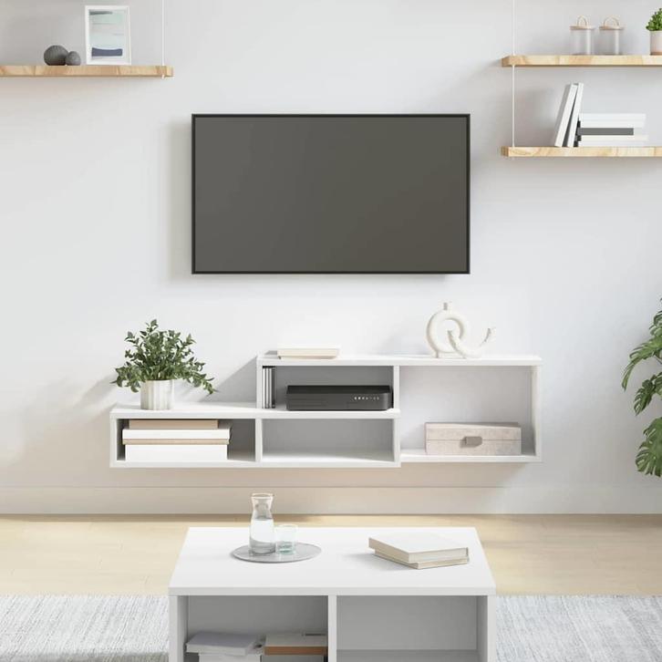 vidaXL Wand TV Stand 120 x 25 x 28,5 cm Bewerkt hout, Huis en Inrichting, Kasten |Televisiemeubels, Nieuw, Verzenden