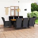 vidaXL 9-delige Tuinset met kussens poly rattan donkergrijs, Tuin en Terras, Tuinsets en Loungesets, Verzenden, Nieuw, Tuinset