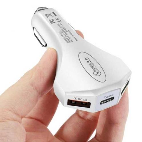 Turbo Autolader met 3 Poorten - Quick Charge 3.0 Oplader, Telecommunicatie, Mobiele telefoons | Toebehoren en Onderdelen, Nieuw
