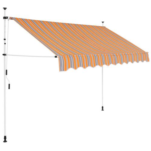 vidaXL Luifel handmatig uittrekbaar 300 cm geel en blauwe, Tuin en Terras, Zonneschermen, Nieuw, Verzenden