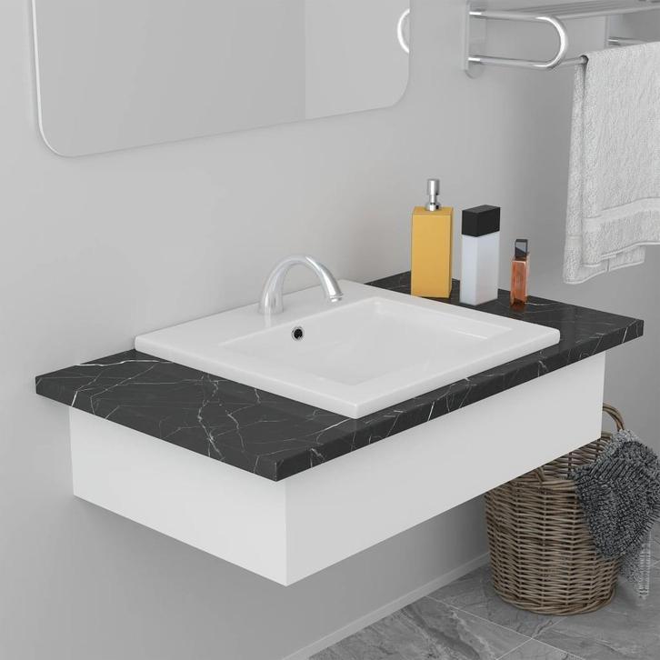 vidaXL Inbouwwastafel 42x39x18 cm keramiek wit, Doe-het-zelf en Bouw, Sanitair, Nieuw, Verzenden