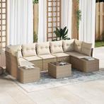vidaXL Tuinbank Set met kussen 8 pcs Beige en Crème poly, Tuin en Terras, Verzenden, Nieuw