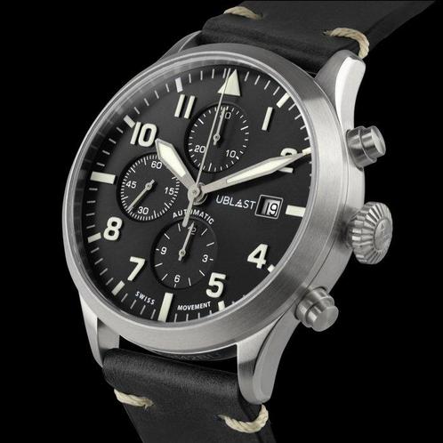 Ublast - Premier - Automatic Swiss Chronograph - UBPRCH42BK, Handtassen en Accessoires, Horloges | Heren