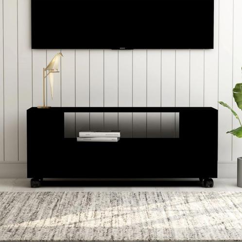 vidaXL Tv-meubel 120x35x48 cm bewerkt hout zwart, Maison & Meubles, Armoires | Mobilier de télévision, Envoi