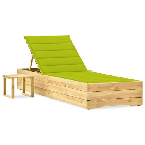 vidaXL Ligbed met tafeltje en kussen geïmpregneerd, Tuin en Terras, Ligbedden, Nieuw, Verzenden
