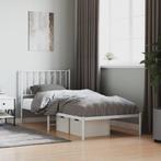 vidaXL Bedframe met hoofdbord metaal wit 90x200 cm, Huis en Inrichting, Slaapkamer | Bedden, Verzenden, Nieuw