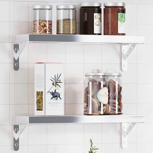 vidaXL Plankdragers 4 st 15x2,5x11,5 cm roestvrijstaal, Huis en Inrichting, Kasten | Wandmeubels, Nieuw, Verzenden