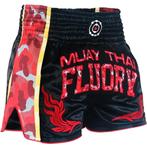 Fluory Muay Thai Shorts Kickboxing Zwart Camo Rood, Nieuw, Fluory, Maat 56/58 (XL), Vechtsport