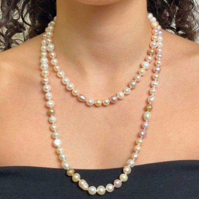 Ketting van multicolore, multiforme aquadolce parels,, Verzamelen, Mineralen en Fossielen