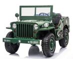 Kinderauto JEEP WILLYS WW2, groen, 24V, 4WD, 3 zits,RC NIEUW, Ophalen of Verzenden