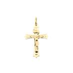 Gouden hanger van een kruis met corpus | INRI (religieus), Handtassen en Accessoires, Bedels, Ophalen of Verzenden, Gebruikt, Goud
