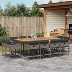 vidaXL 13-delige Tuinset met kussens poly rattan grijs, Tuin en Terras, Verzenden, Nieuw, Tuinset