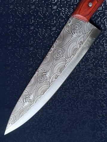 Orange Wave Patterned Chef’s Knife - Couteau de table - beschikbaar voor biedingen