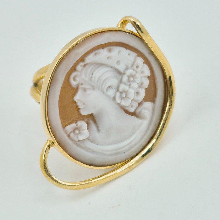 Argent, Plaqué or - Bague - Camée incisé à la main, Antiquités & Art, Curiosités & Brocante