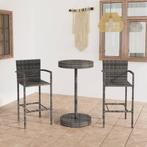 vidaXL 3-delige Tuinbarset poly rattan grijs, Tuin en Terras, Tuinsets en Loungesets, Verzenden, Nieuw