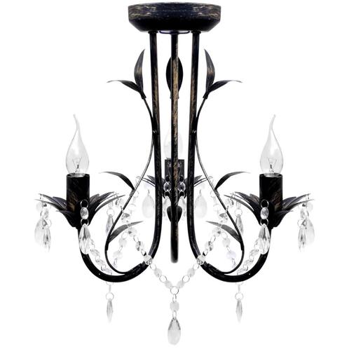 vidaXL Kroonluchter art nouveau metaal kristallen kralen 3, Huis en Inrichting, Lampen | Kroonluchters, Nieuw, Verzenden