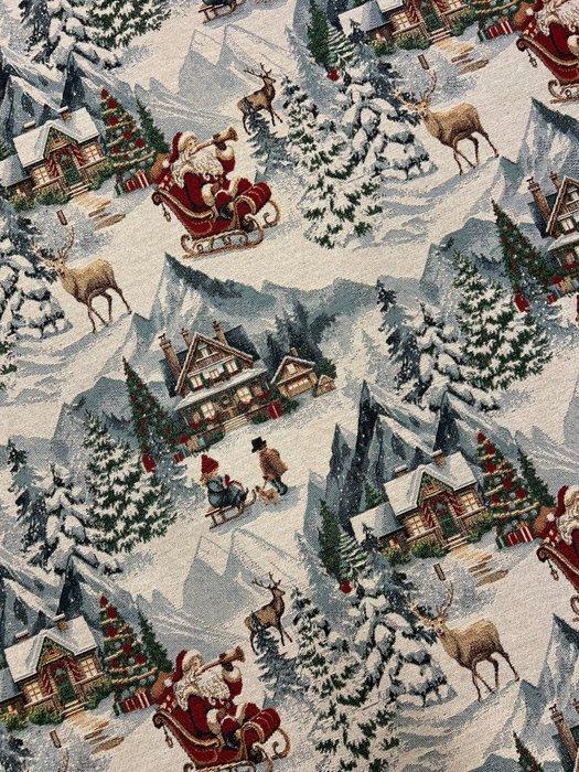 Kerstdorp op jacquard lurex stof. - Textiel - 300 cm - 140, Diversen, Kerst