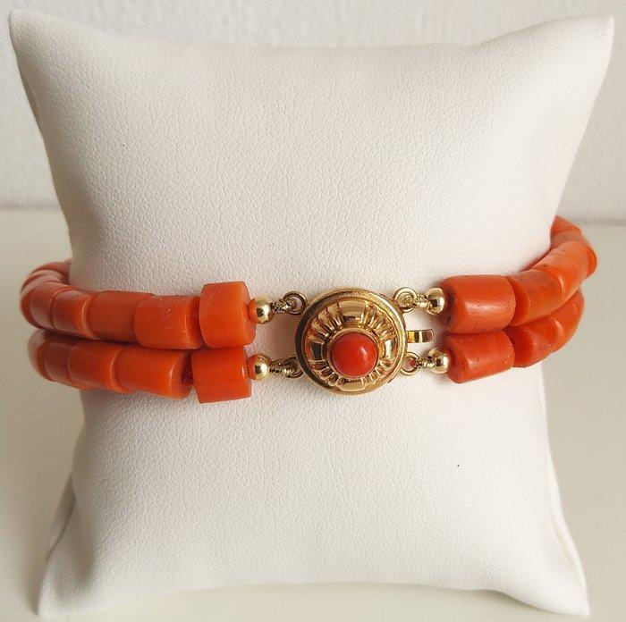 Armband - 14 karaat Geel goud - Koraal, Handtassen en Accessoires, Armbanden