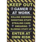Wandbord -  Keep Out Gamer At Work Enter At Own Risk, Huis en Inrichting, Nieuw