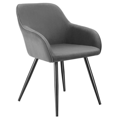 tectake Eetkamerstoel Marilyn, koordlook, gestoffeerd - grij, Huis en Inrichting, Stoelen, Verzenden