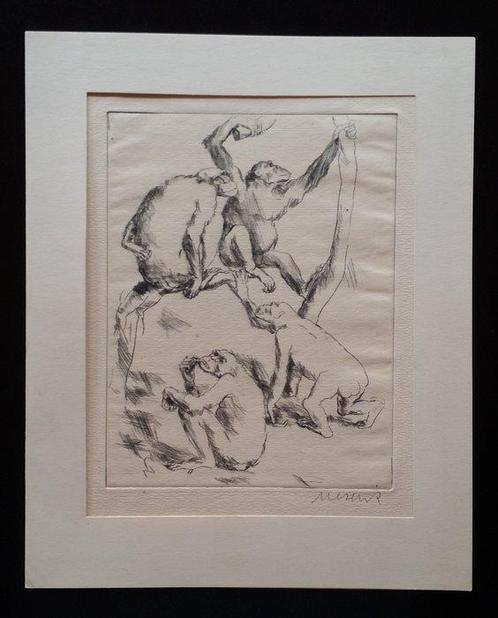 Felix Meseck (1883-1955) - Schimpansen, 1920. Etching -, Antiek en Kunst, Antiek | Overige Antiek