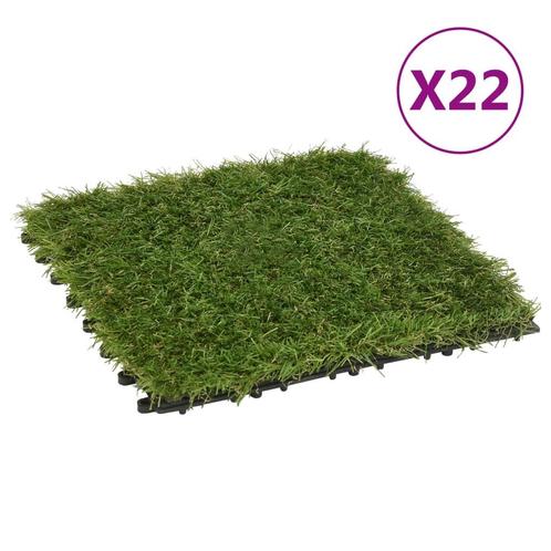 vidaXL Kunstgrastegels 22 st 30x30 cm groen, Maison & Meubles, Accessoires pour la Maison | Plantes & Fleurs artificielles, Envoi