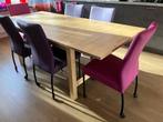 Set van 6 leren eetkamerstoelen - met wieltjes -, Huis en Inrichting, Stoelen, Overige kleuren, Nieuw, Leer, Ophalen of Verzenden