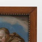 Schilderij achter glas. Heilige Bruno circa 1870 - Glas -