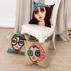 Ensemble de 3 taies doreiller artisanales 45x45 - Portraits