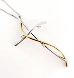 Ketting met hanger - 18 karaat Geel goud, Witgoud - 0.15ct.