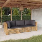 vidaXL Salon de jardin 3 pcs avec coussins Bois de teck, Tuin en Terras, Verzenden, Salons de jardin