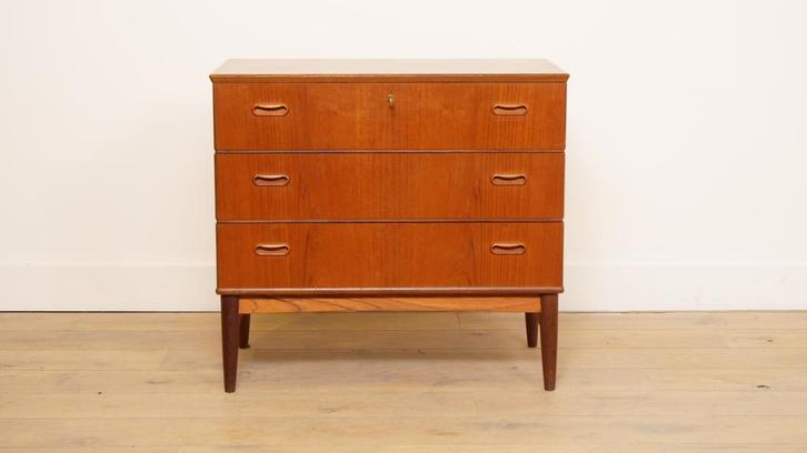 Vintage Deense ladekast | Teak | 3 lades (kopie), Maison & Meubles, Armoires | Commodes, Enlèvement ou Envoi