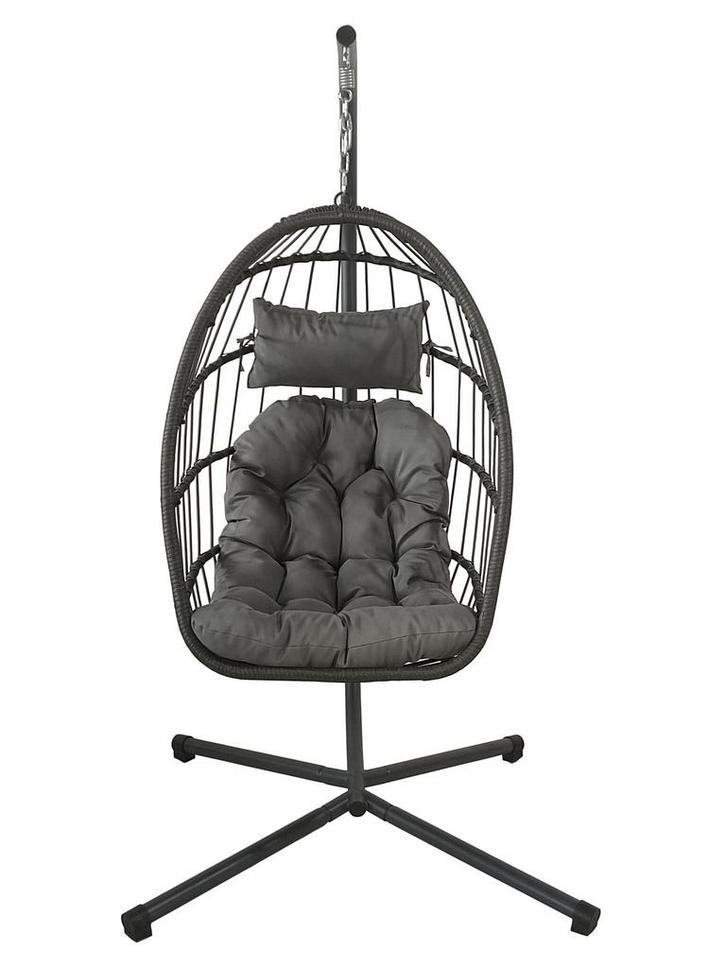 Duurzame hangstoel egg chair - grijs - weerbestendig voor..., Huis en Inrichting, Stoelen, Nieuw, Ophalen of Verzenden