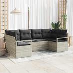 vidaXL Tuinbank Set 6 pcs Lichtgrijs Poly Rattan en, Tuin en Terras, Verzenden, Nieuw