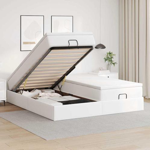 vidaXL Ottoman bed met matrassen 200x200cm kunstleer wit, Huis en Inrichting, Slaapkamer | Bedden, Nieuw, Verzenden