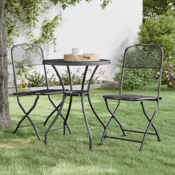 vidaXL Tuinstoelen inklapbaar 2 st metaalgaas, Tuin en Terras, Tuinstoelen, Nieuw, Verzenden