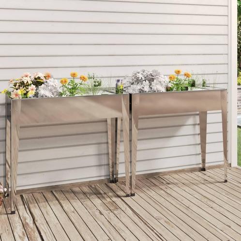 vidaXL Plantenbakken 2 st gegalvaniseerd staal, Tuin en Terras, Bloempotten, Nieuw, Verzenden