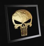 Vitrinelijst- 23ct goud Punisher skull  - verguld in lijst