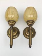 Wandlamp - Twee wandlampen gemaakt van bronskleurig, Antiek en Kunst, Curiosa en Brocante
