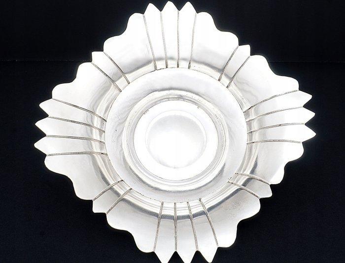 Dienblad - Zeldzame Poolse zilveren patera op vier poten –, Antiek en Kunst, Antiek | Zilver en Goud