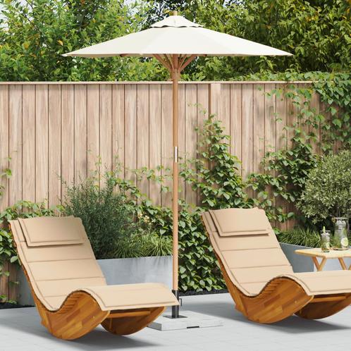 vidaXL Crème Witte Tuinparasol 180 x 230 cm van Bamboe, Tuin en Terras, Parasols, Nieuw, Verzenden