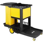 Schoonmaakwagen | Kunststof | Zwart/Geel | Afsluitbare Kast, Verzenden